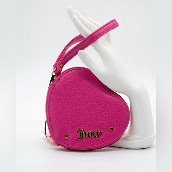 Juicy Couture • Pink Heart Wristlet (Y2K Fuchsia) Zip Coin Purse • NWT - Picture 2 of 6